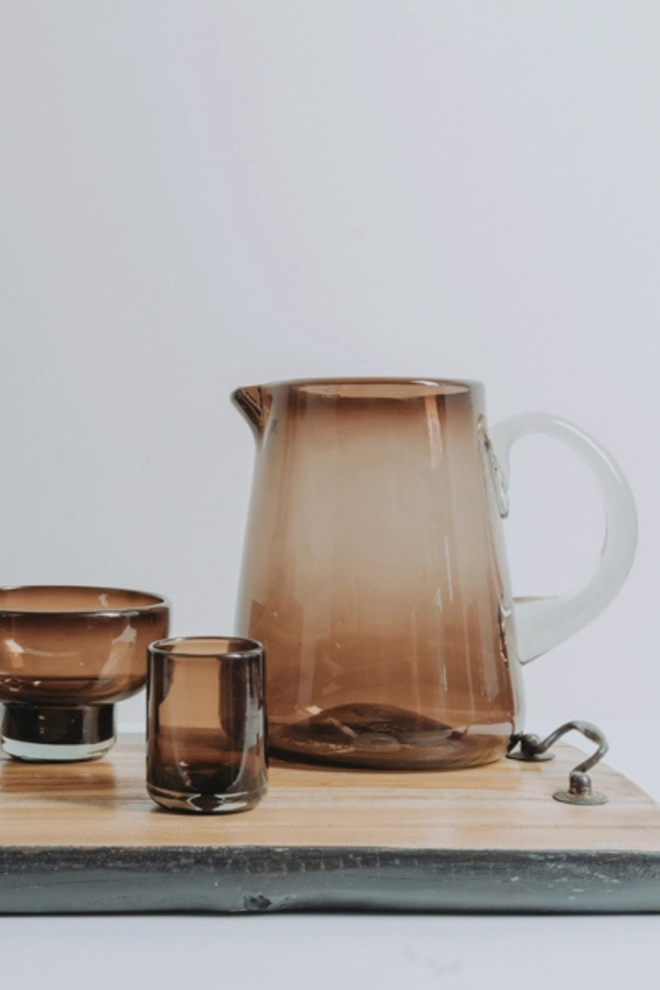 Handblown Glass Pitcher Tamarind