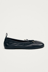 Rosalind Black Leather  Ballet Flats