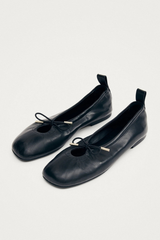 Rosalind Black Leather  Ballet Flats