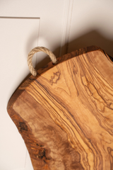 Italian Olivewood Charcuterie and Cheese Board - Rope Handle