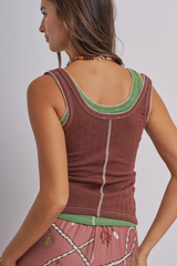 Ribbed Cotton Trim Tank