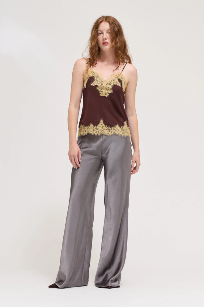 Contrast Lace Trim Slip Tanks