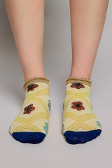 Floral Ankle Textured Wave Contrast Vintage Socks