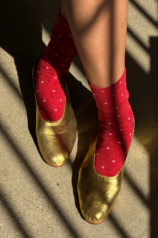 Lurex Patterned Sneaker Socks