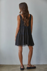 Plunged V-neck Mini Dress