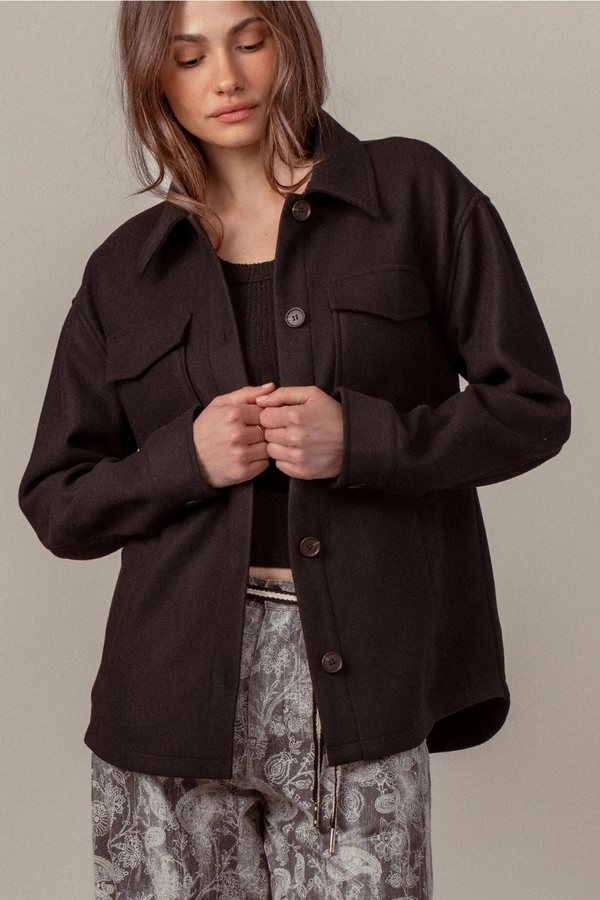 Wool Blend Shacket Jacket