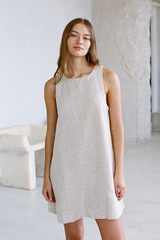 Linen Sleeveless Mini Baby Doll Dress