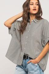 Boxy Pinstriped Cuff Shirt