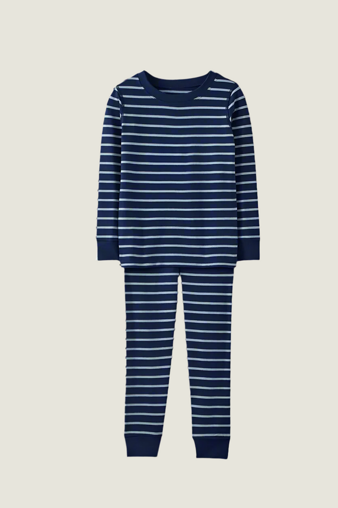 Kid's Striped Long John Pajama Set in Hannahsoft