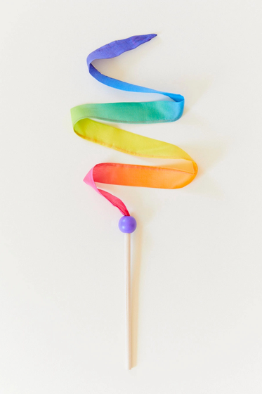 Mini Rainbow Streamers - Silk & Wood Birthday Wand