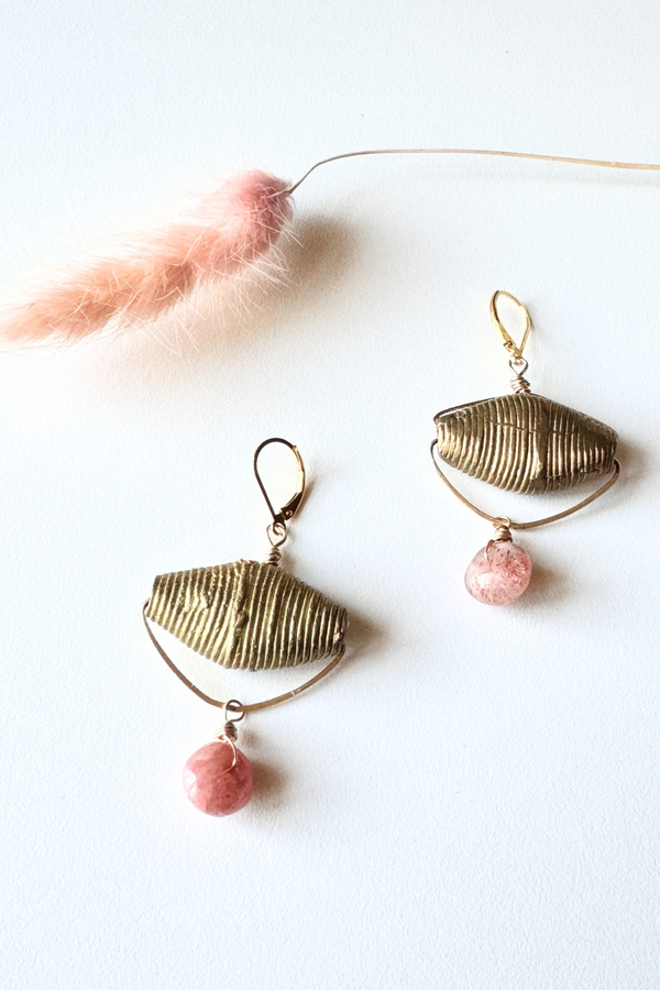 Gold Sunstone Earring