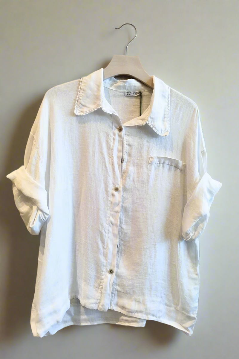 Linen Detailed Collar Shirt