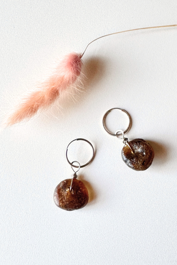 Raw Amber Earring