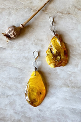 Raw Amber Nugget Earring