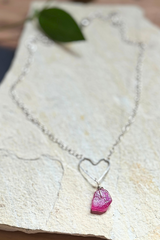Raw Ruby Heart Necklace