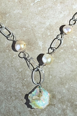 Raw Opal + Freshwater Pearl Necklace