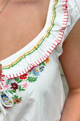 Embroidered Tiered Mini Dress