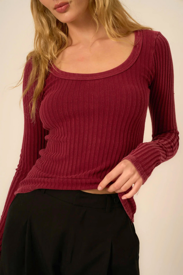 What's The Scoop Washed Rib Longsleeve