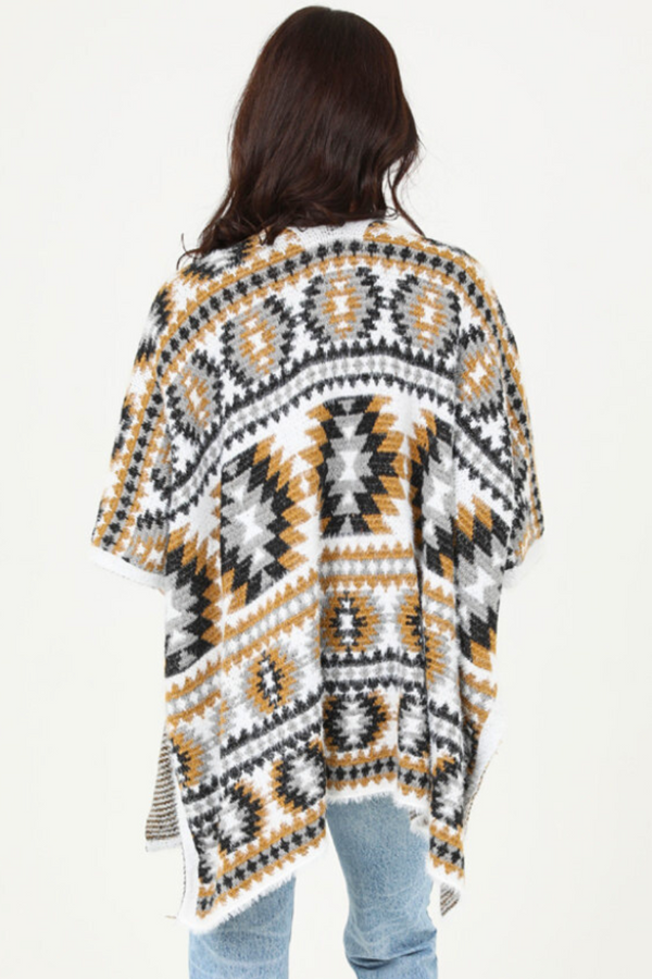 Fuzzy Aztec Sweater Wrap