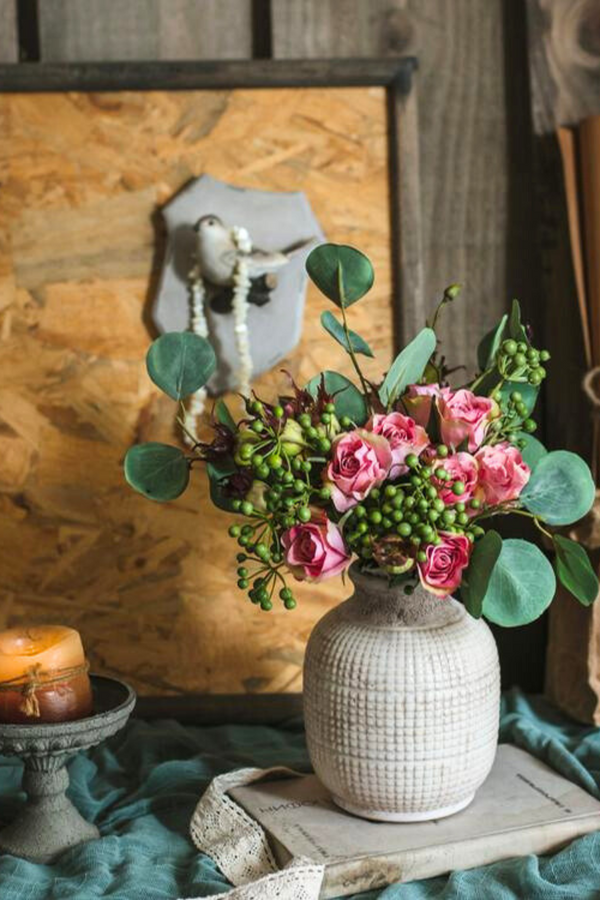 White Textured Porcelain Ceramic Jar Vase