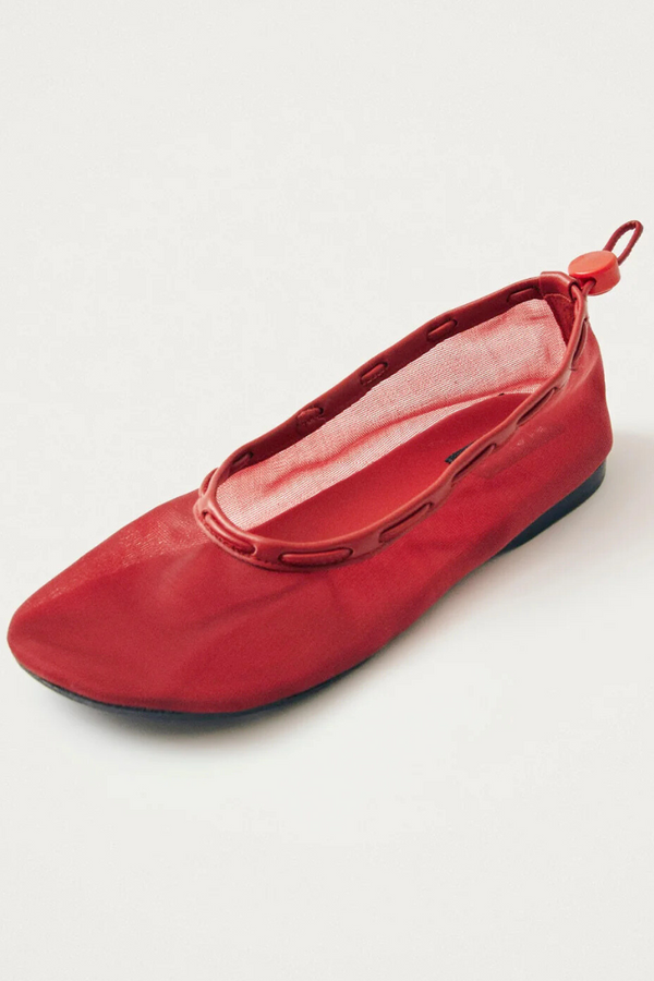 Gill Mesh Red Leather Ballet Flats
