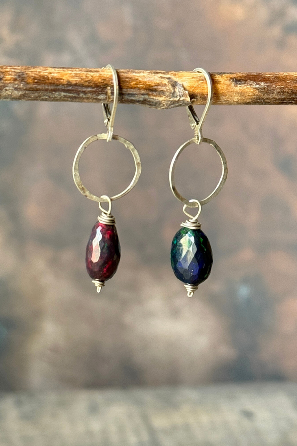 Black Opal Nugget Earrings