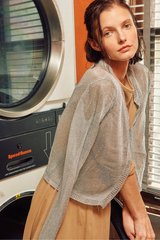 Metallic Open Front Cardigan