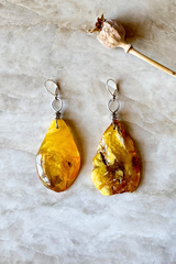 Raw Amber Nugget Earring