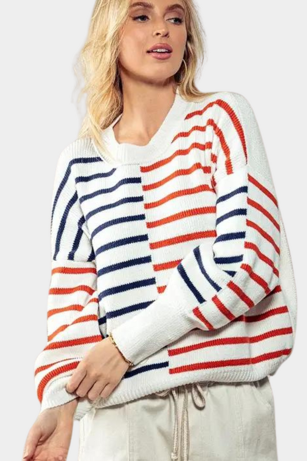 Striped Block Knit Sweater