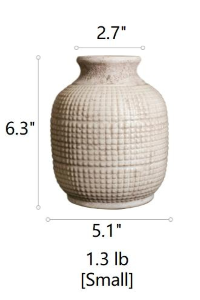 White Textured Porcelain Ceramic Jar Vase