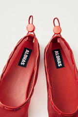 Gill Mesh Red Leather Ballet Flats
