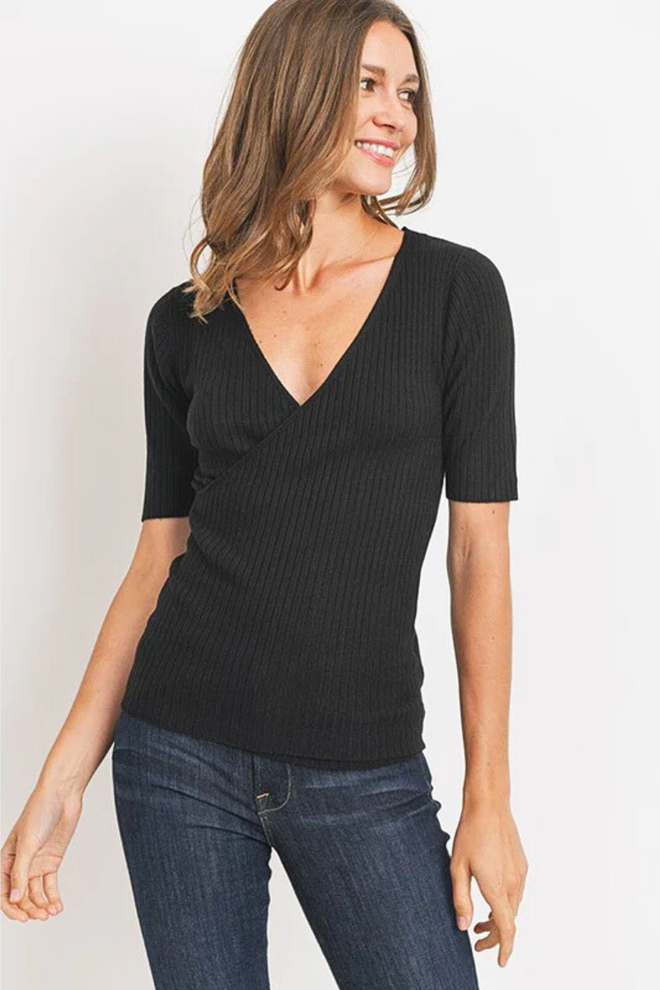 Wrap Fit Ribbed Top