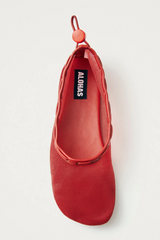 Gill Mesh Red Leather Ballet Flats