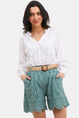English Embroidery Cotton Shorts