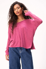 Mae Textured V-Neck Longsleeve