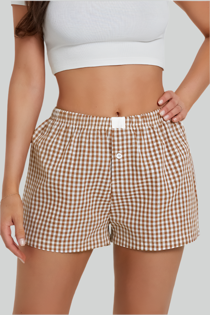 Gingham Pull-On Boxer Shorts