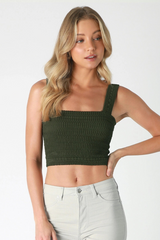 Shirred Square Neck Crop Top