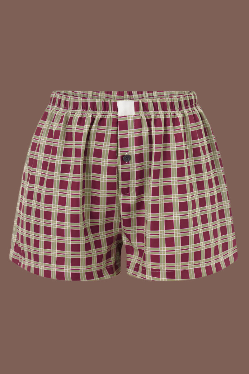 Gingham Pull-On Boxer Shorts