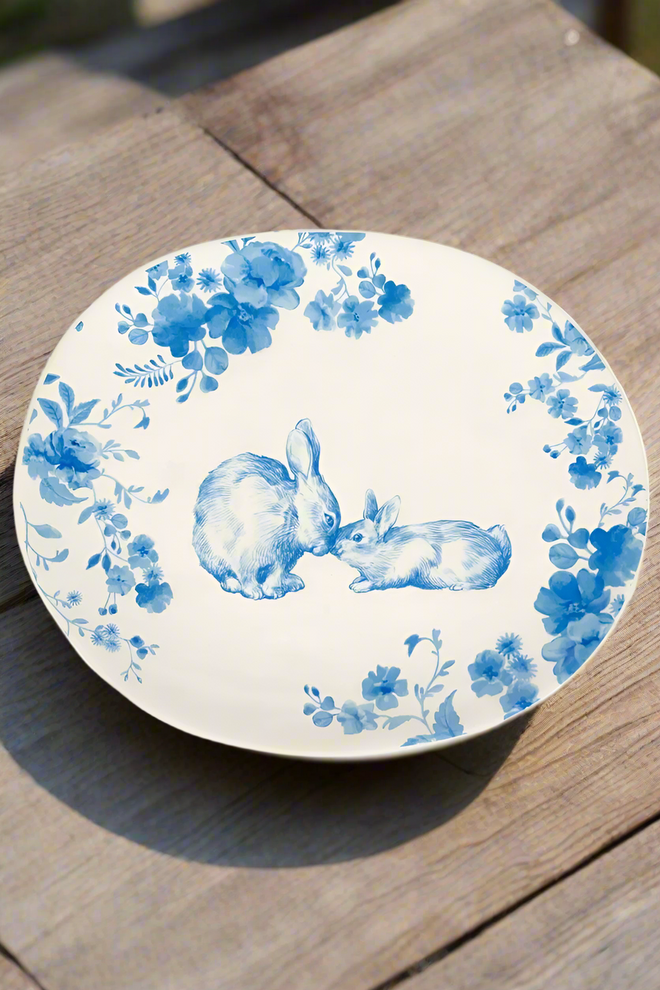 Oval Blue Floral Rabbit Platter
