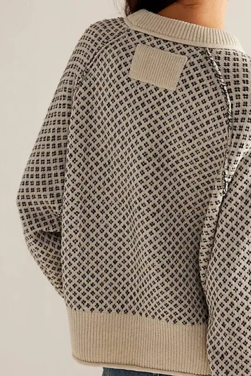 Simple Jacquard Round Neck Pullover
