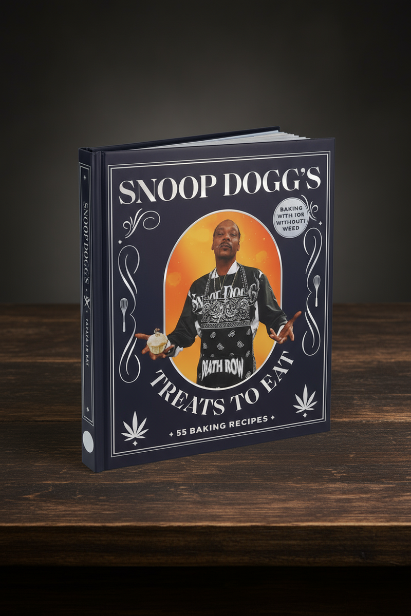 Book titled 'Snoop Dogg's Treats to Eat' on a white background