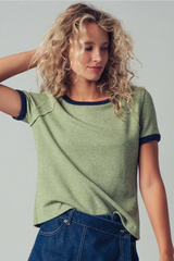 Sporty Trim Textured Crewneck Top