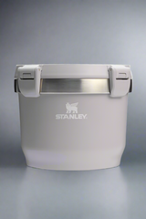 Silver Stanley cooler on a white background
