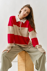 Striped Polo Neck Sweater