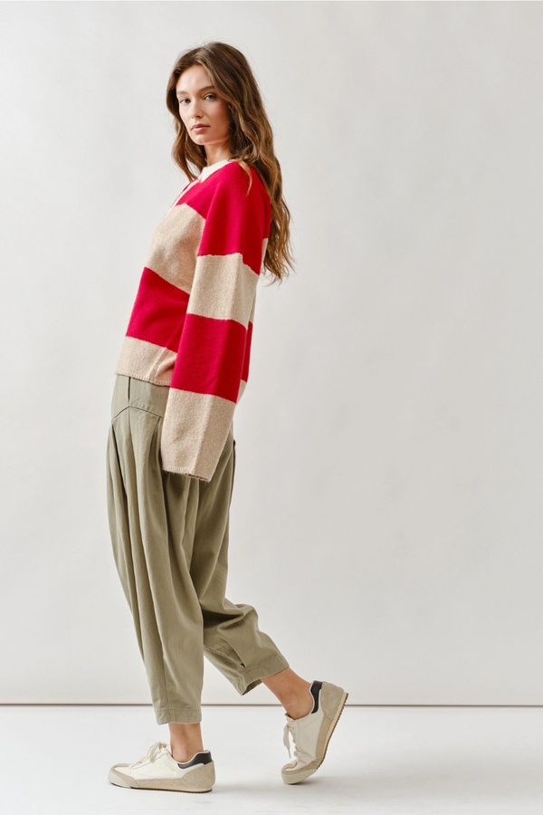 Striped Polo Neck Sweater