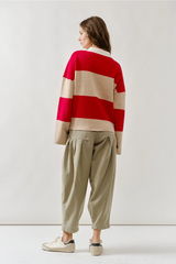 Striped Polo Neck Sweater