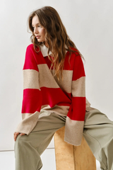 Striped Polo Neck Sweater