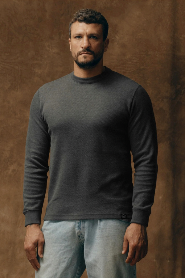 Waffle Knit Thermal Crewneck Top