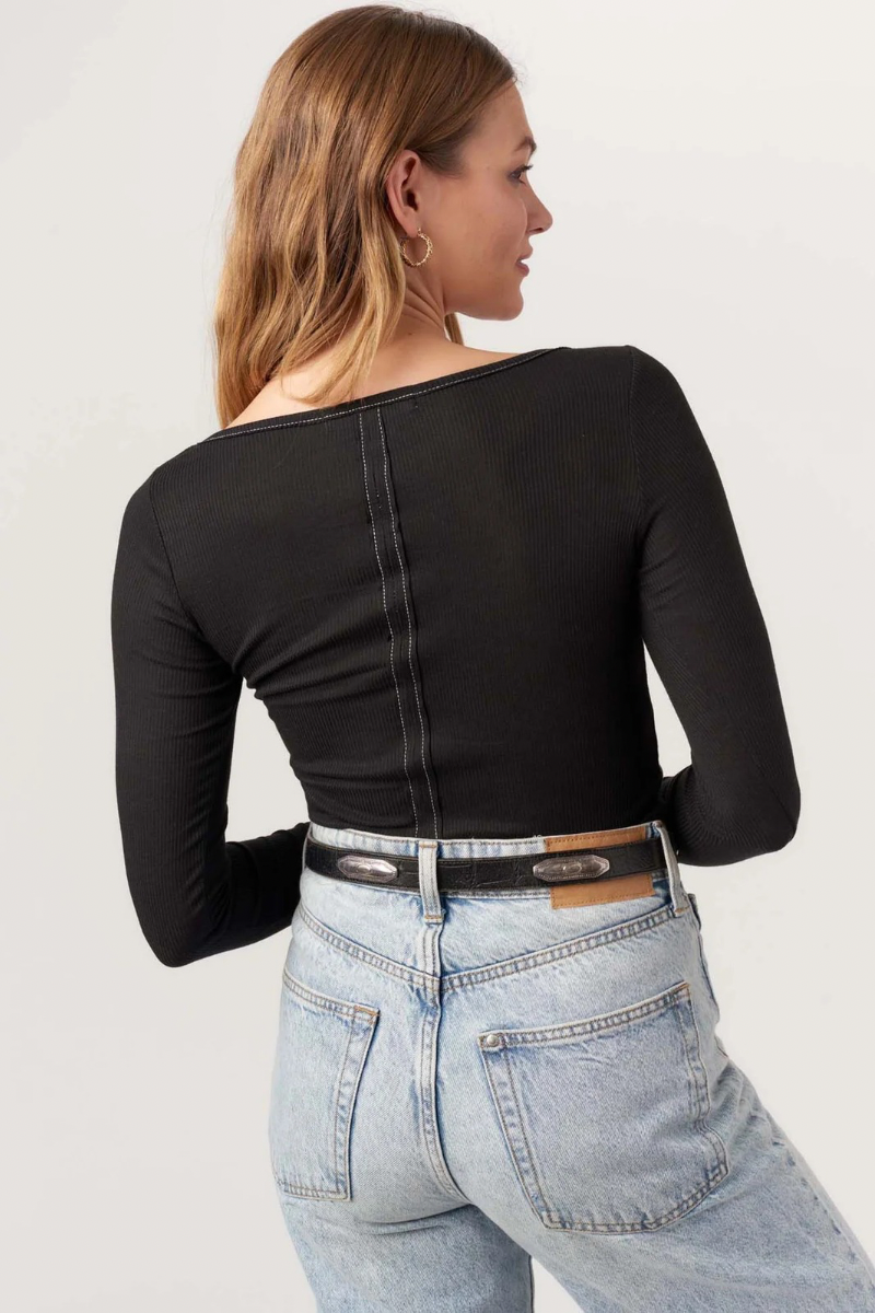 Yoko Seamed Boatneck Rib Longsleeve