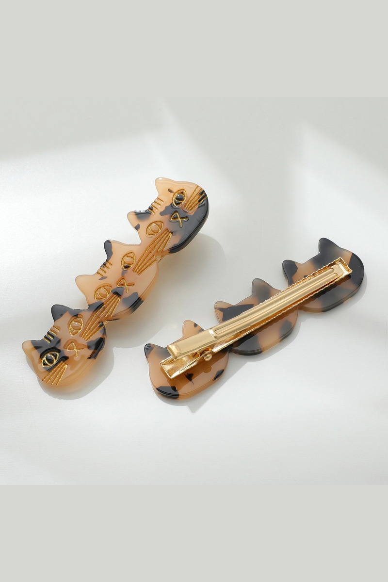 Zoe Triple Cat Face Barrette Hair Clip (Set of 2)